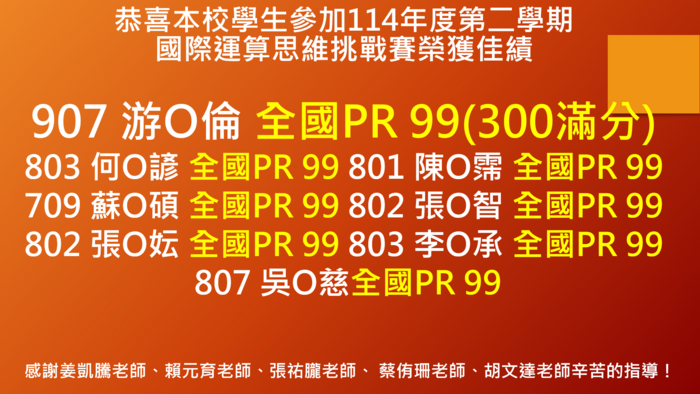 運算思維獲獎名單1