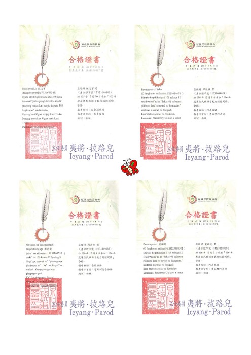 100學年度至106學年度本土語言考試合格證書