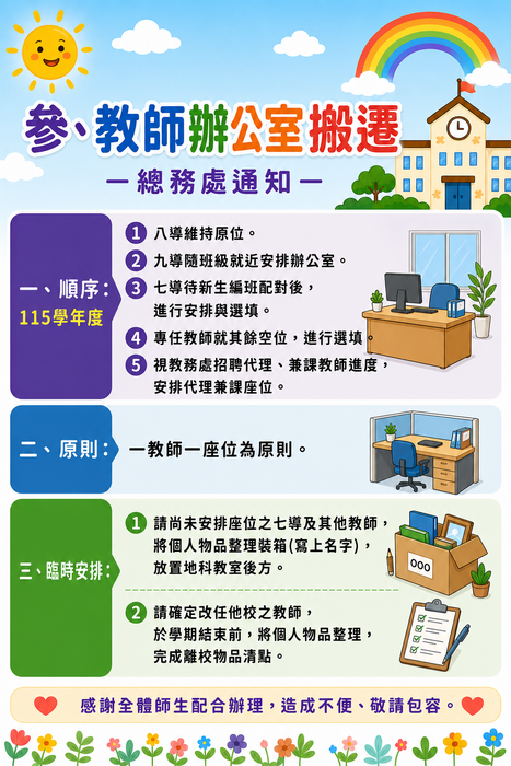 教師辦公室搬遷